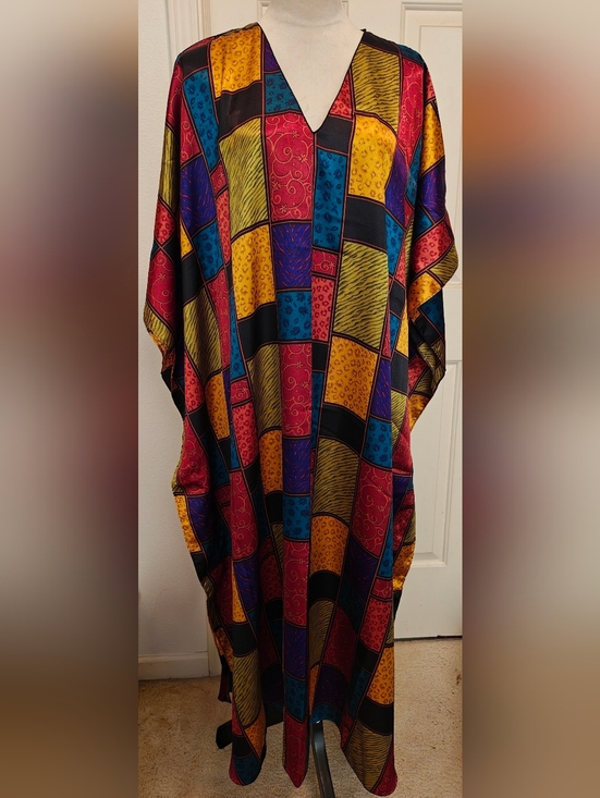 Winlar Dresses & Skirts - Vintage Winlar Satin Patchwork Caftan w Animal Print. Excellent condition.